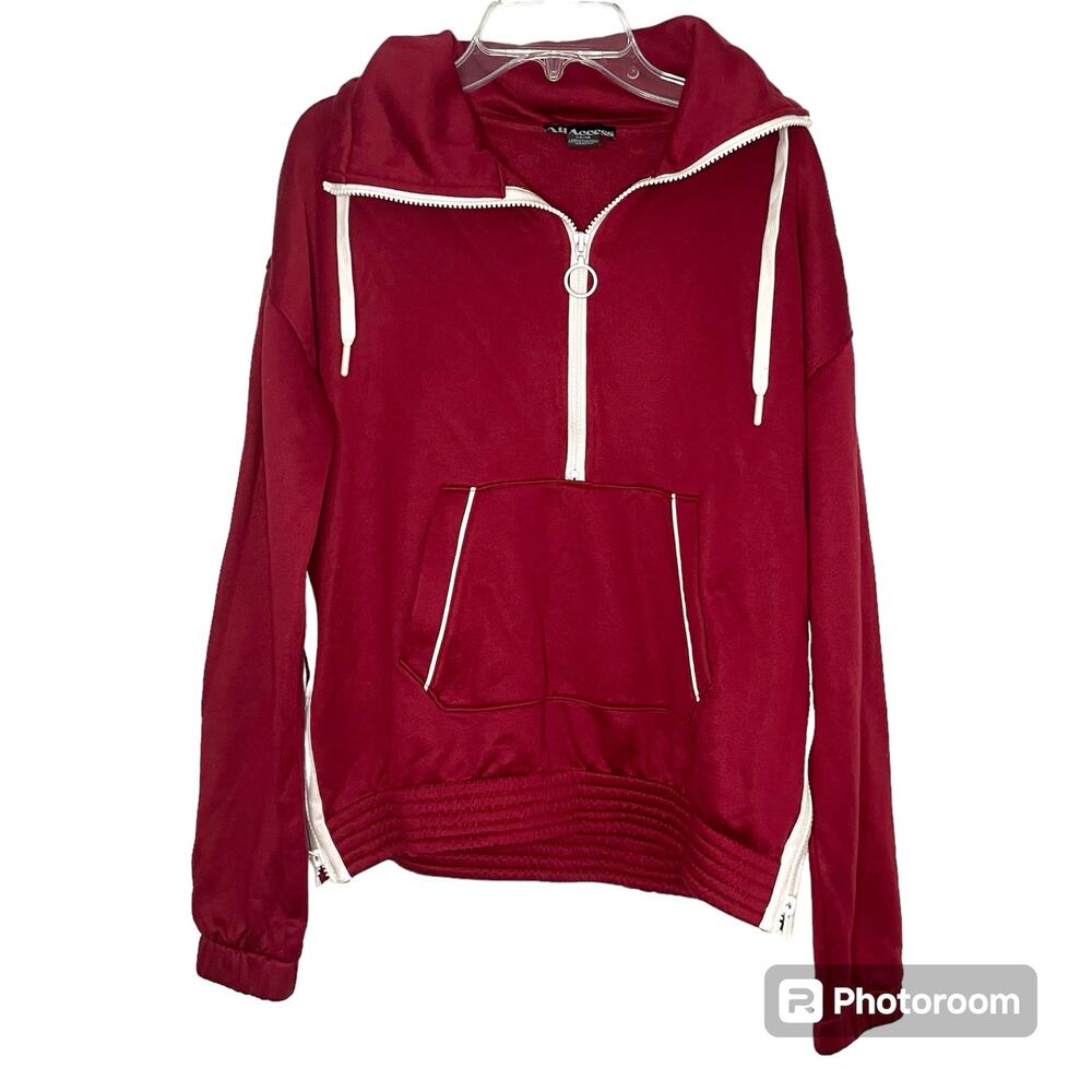 All access Athletic Quarter Zip Sweatshirt Womens Size XS Maroon and White Trim